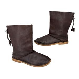Baffin Boot Size 9 Brown Leather Mid Calf Pull On Unlined Minimalist Supple Flat